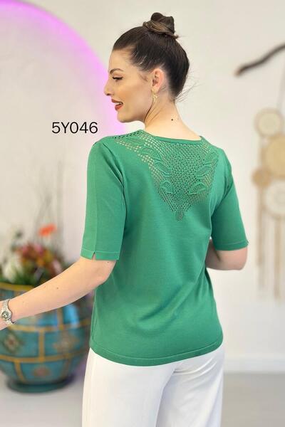 İnce Topuk Bluză din tricot mercerizat cu decolteu în V 5y046