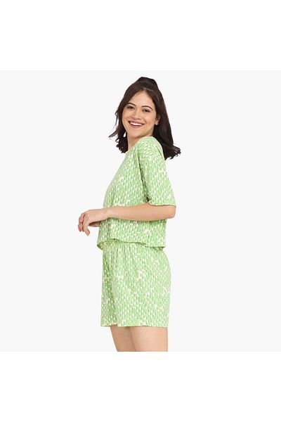 Zivame All-Over Print T-shirt and Shorts Set