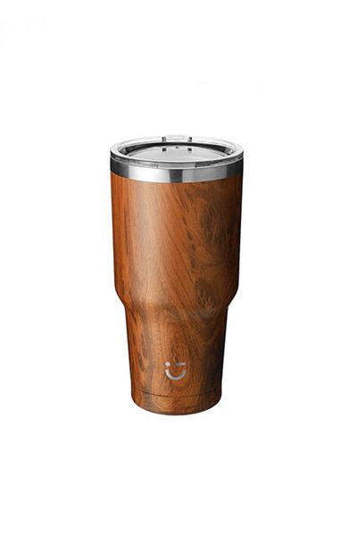 Miniso Stainless Steel Car Mug with Wood Grain - 900ml