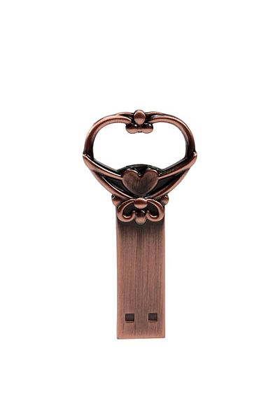 JASTER محرك أقراص فلاش USB على شكل قلب نحاسي من JASTER بسعة 32 جيجابايت و64 جيجابايت ومفتاح معدني على شكل قلب