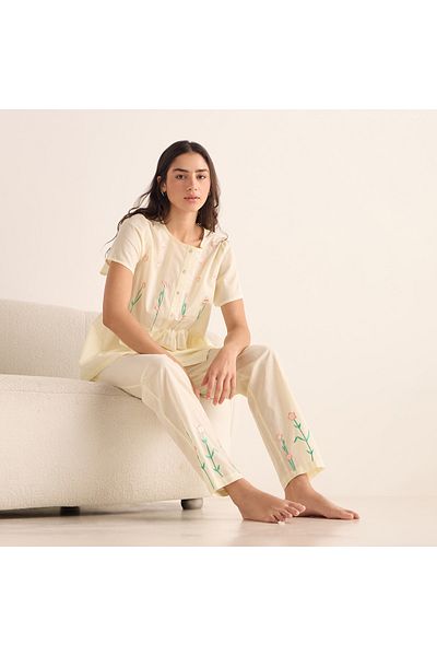 FAV Embroidered Shirt and Pyjama Set