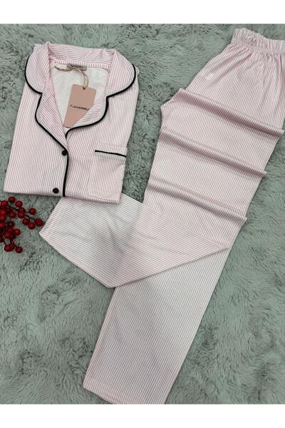 pijamaworld Short Sleeve under Long Front Button Thin Summer Cotton Pajama Set