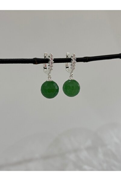 DURAN TAKI TASARIM Yeşim Taşı Doğal Taş Gümüş Küpe