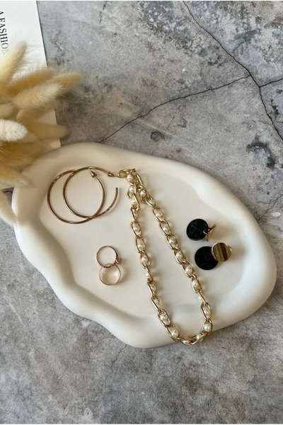 Nonno dekor 21 Cm Dalgalı Sunum Tepsisi, Takı Aksesuar Tepsisi, Dekoratif Hed...