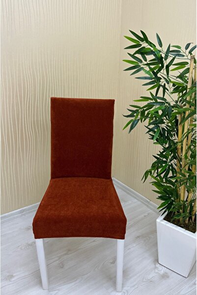 Sahaneev babyface kumaş sandalye kılıfı KİREMİT RENK (6 adet)