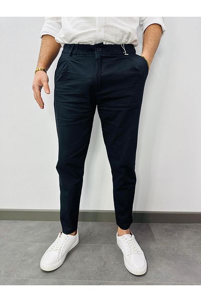 MODA Pleated Gabardine Jogger Black Pants