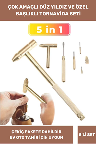 Thriftbuds Premium Ergonomik Çok Amaçlı Mücevher Telefon Kuyumcu İş Ev Araba 5 in 1 Çekiç Tornavida Tamir Seti