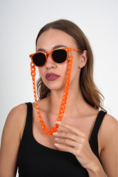 JULIANO Orange Acrylic Thick Design Eyeglass Chain