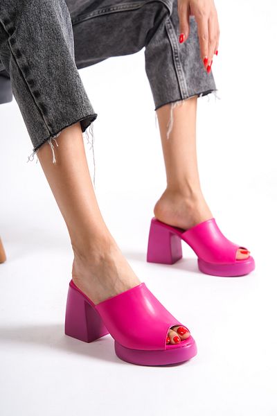 Mubiano 845-pmb Thick Sole Pink Platform Women's Slippers