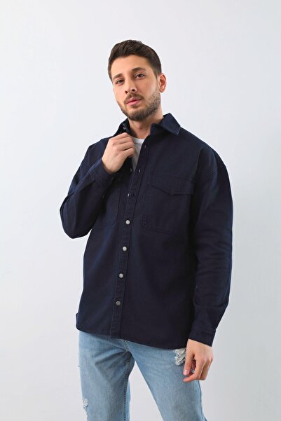 BANNY JEANS Чоловіча сорочка-джинси оверсайз, темно-синя