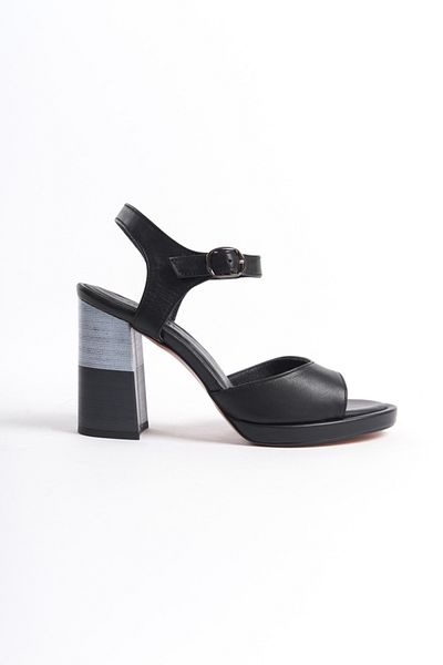 Mubiano Collection Women's Heeled Genuine Leather Sandals Black -Mcrgn532-S