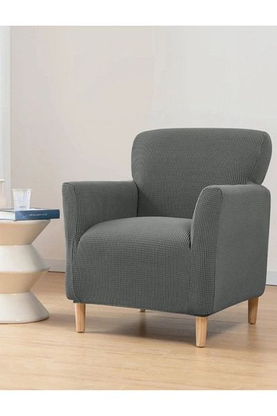 uzhanem Armchair Seat Cover Lycra Fabric, Square Pattern, Single Sofa Cover