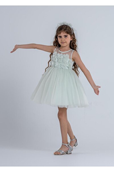 MONİTA Robası çiçekli tüllü kız çocuk abiye elbise