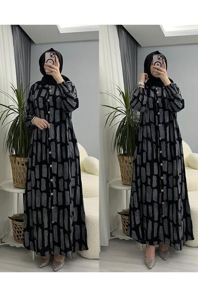 suphan tekstil BOYDAN DÜĞMELİ VİSKON ELBİSE