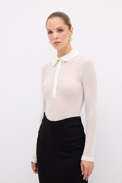 adL Uzun Kol Gömlek Yaka Dantel Body