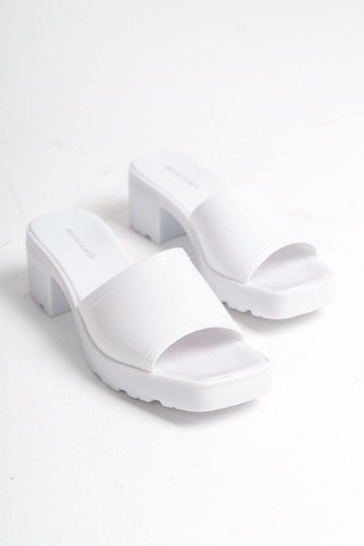 Mubiano White Jelly Heeled Women's Slippers - Summer Mstb700-b