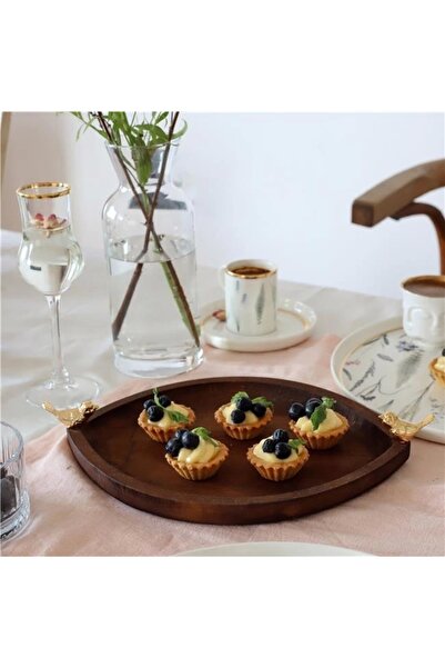 Akayev Wooden Eye 26 Cm Gold Bird Presentation Plate