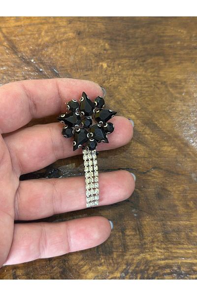 Gönülden Tasarım Iron-On Black Stone Zircon Tassel Flower Coat of Arms Sewing Clothing Accessory