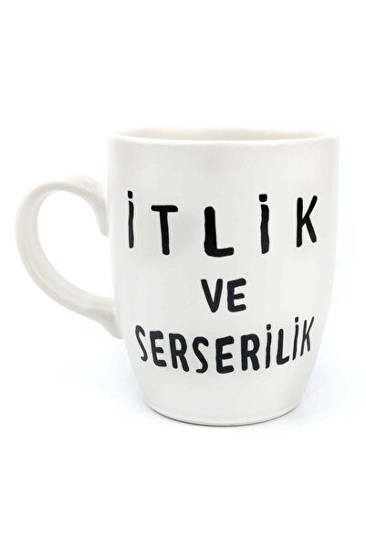 PALTO TASARIM İtlik ve Serserilik Krem Oval Kupa - Hediye Seramik Kupa