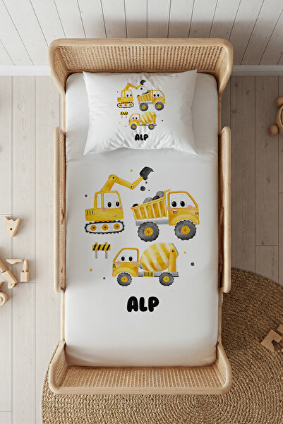 Lilabio %100 Pamuk Saten İsme Özel İsimli 100x200 Tek Kişilik Lastikli Çarşaf...