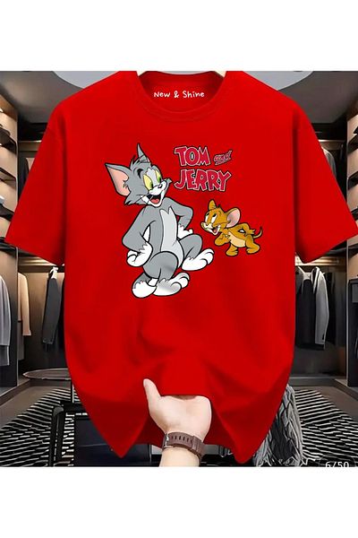 New Shine 1 T-Shirt Is a Gift for Purchases of 6 or More in the Cart - Tom and Jerry Printed Oversize T-Shirt