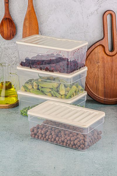welcomein 4-Piece Refrigerator Organizer - Microwave and Diffracted Convenient Storage Container Set