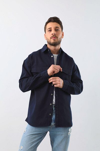 BANNY JEANS Мъжка риза Oversize Jeans, тъмносиня