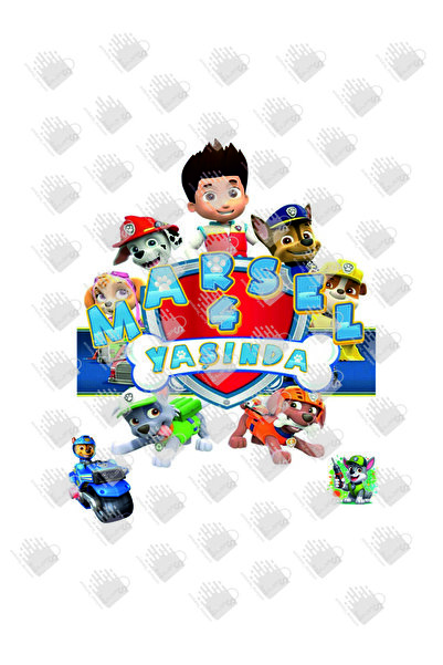 AMBALAJDÜNYAM Paw Patrol Görselli Kişiye Özel İsim Baskılı Doğum Günü Hediye Poşeti / Çantası 25 Adet (18*8*24)
