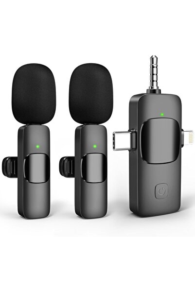 Daytona K9-c2 Type-c Lightning Kablosuz 2'li Yaka Mikrofonu (1ADET KABLOSUZ ALICI 2ADET MİKROFON)