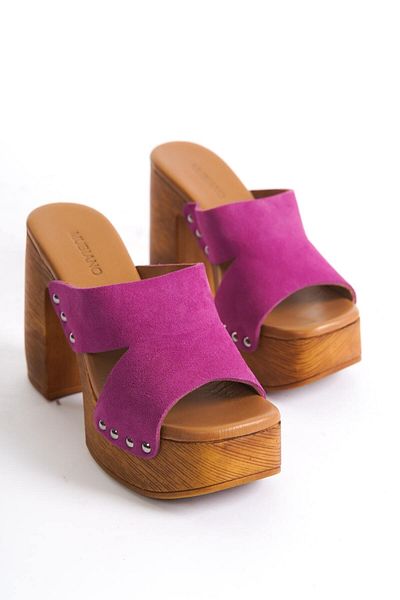 Mubiano Collection Fuchsia Suede Women's Clog Slippers - MCGVN1501 - FS
