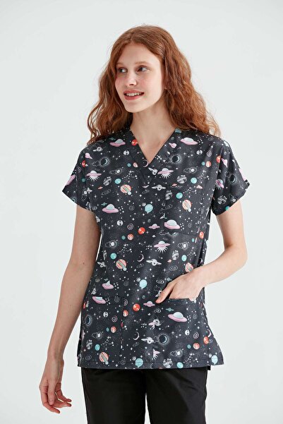 DRMOON Dr Greys Medical Jersey - ليكرا، نمط علوي واحد، مريلة للممرضات والأطباء