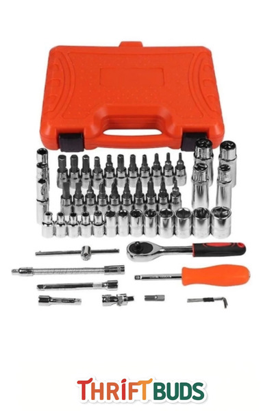 Thriftbuds Special Production 53 Piece Titanium Socket - Torque Wrench Kit Ratchet Repair Set
