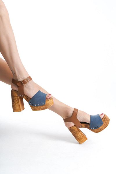 Mubiano Sandale de damă din piele intoarsa - MCGVN1504 - Blugi albastri