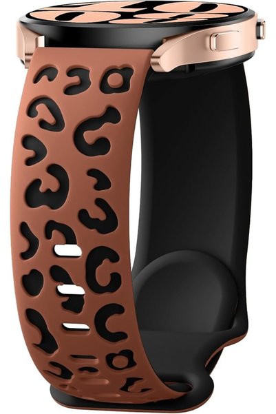 Alstrap Samsung Galaxy Watch 7 6 5 4 Uyumlu Leopar Desenli 20mm Silikon Kordon