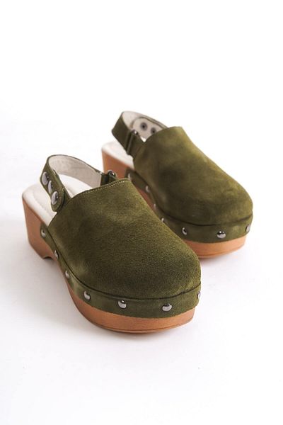 Mubiano Γυναικεία καλοκαιρινά σανδάλια Khaki Suede - Clogs Model Mssr51-hk