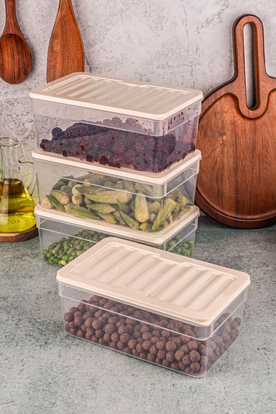 welcomein 4-Piece Refrigerator Organizer - Microwave and Diffracted Convenient Storage Container Set