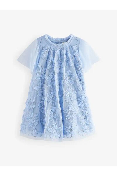 Next Baby Cream Embroidered Mesh Mesh Floral Party Special Occasion Dress