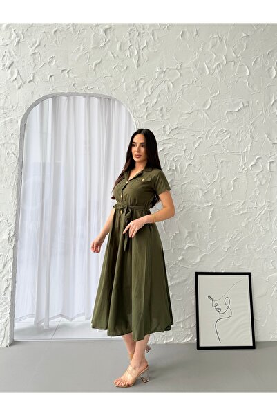 Miasista Short Sleeve Linen Button Dress