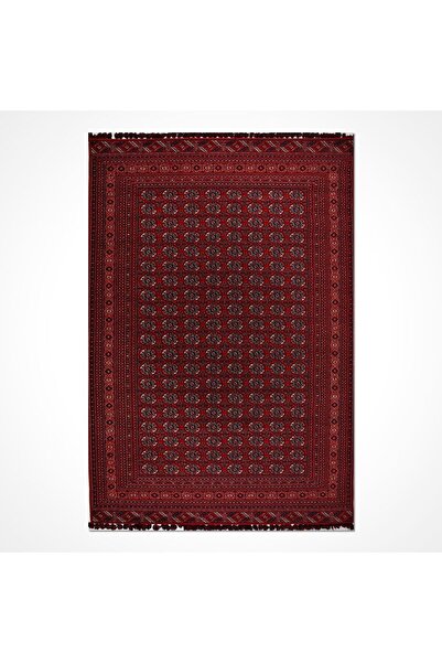 LA BOUTIQUE TÜRKMEN 06 Etnik desenli, Kaymaz Tabanlı Havsız Saçaklı Kilim