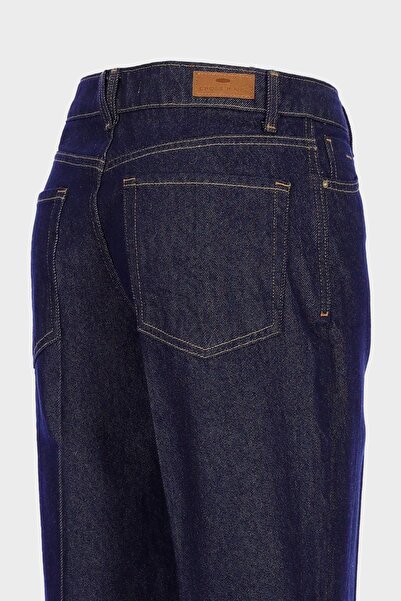 CROSS JEANS Koyu Mavi Yüksek Bel Patı Fermuarlı Straight Fit Jean Pantolon C 4889-005