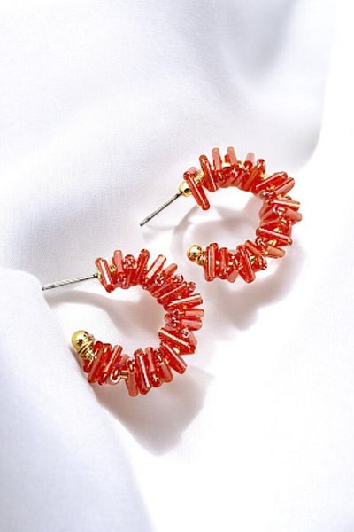 PETEK AKSESUAR Design Pipe Crystal Hoop Earrings