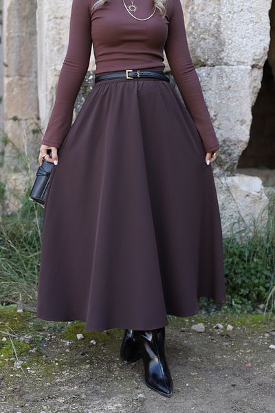 bytugcekaya Καφέ πικάντικη φούστα με τσέπες