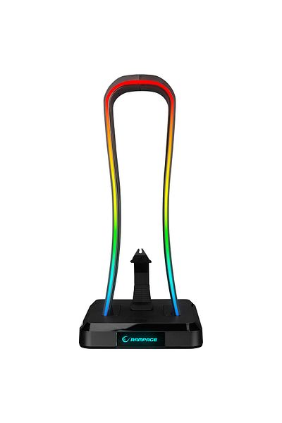 Rampage Rm-H77 X-Base Black Rgb Illuminated 4-Usb Port Stand for Headphones