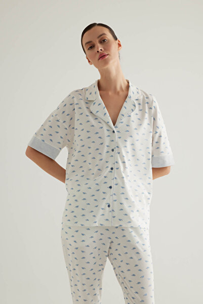 Hays Kadın Pamuklu Gömlek Yaka Pijama Üstü