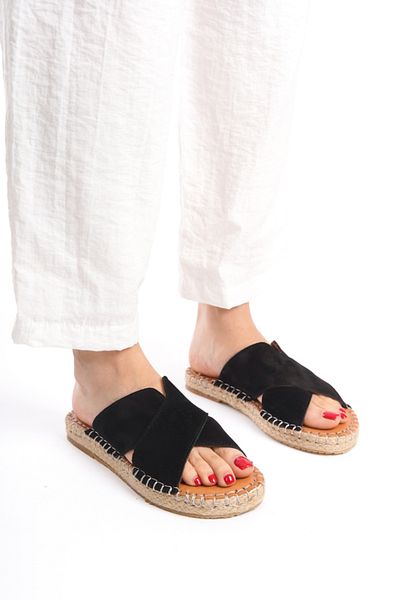 Mubiano Collection Papuci de damă din piele naturală neagră -mcsvt23t007-s