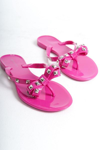 Mubiano Γυναικείες παντόφλες Fuchsia Jelly Matte - Λεπτομέρεια φιόγκου, ίσιο σχέδιο-MSTB8282-FS