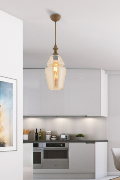 Apliqa Leila Tekli Elegant Camlı Eskitme Modern Sarkıt Avize