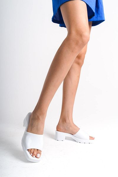 Mubiano White Jelly Heeled Women's Slippers - Summer Mstb700-b