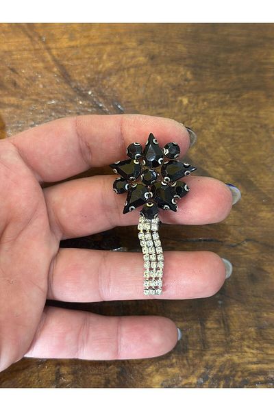 Gönülden Tasarım Iron-On Black Stone Zircon Tassel Flower Coat of Arms Sewing Clothing Accessory