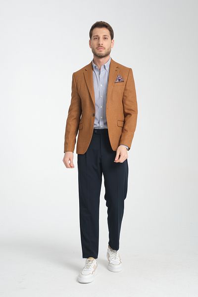 Frappoli Camel Sailor Patika Mono Collar Blazer - Αθλητικό Παλτό